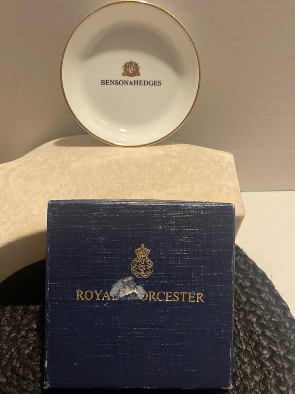 Royal Worcester Porcelain trinket Dish  Benson & Hedges Ashtray White and Gold